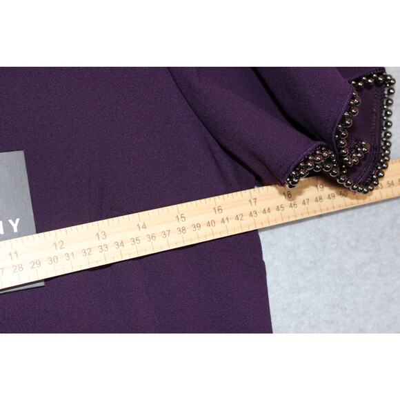 DKNY Women's Purple Bell Sleeve‎ with Bead trim Dress Size 8 NWT - Picture 5 of 8
